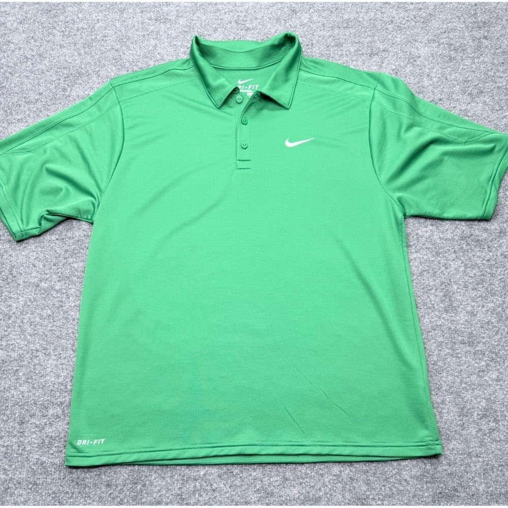 Nike Golf Dri-FIT Mens Green Short Sleeve Polo Shirt Size Medium M Athletic